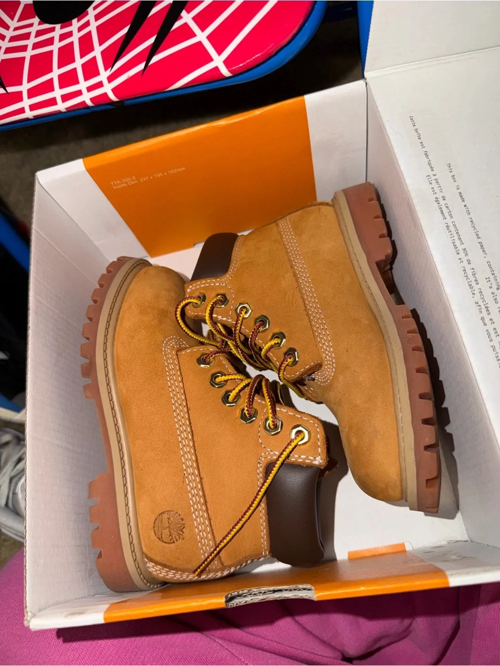 Timberland Wheat Suede Work-Style Boots with Yellow-Brown Laces